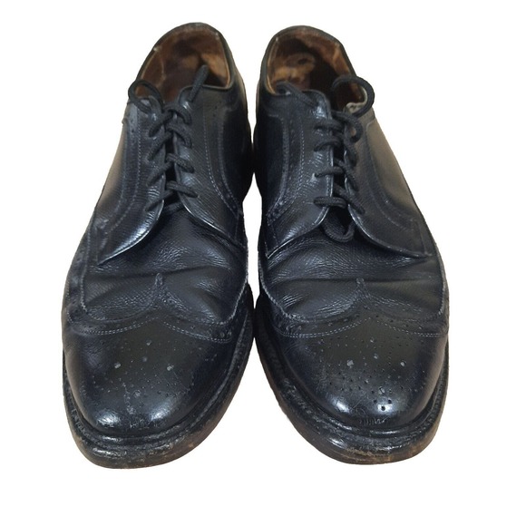 Allen Edmonds Macneil Mens Dress Shoes 11.5B Black Leather Derby Oxford Wingtip - Picture 2 of 9